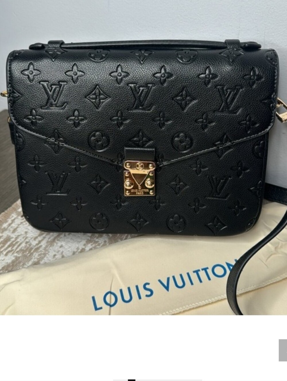 Gorgeous Embossed Monogram Black Shoulder Bag - Picture 2 of 9